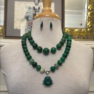 NWT “Jade & Sterling Silver” gemstone necklaces w/ Buddha pendant & earrings